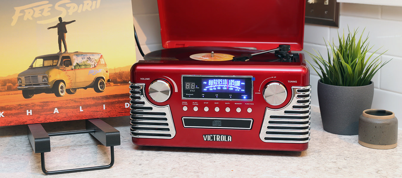 The Haley Retro Record Player with CD Player with Bluetooth | Victrola