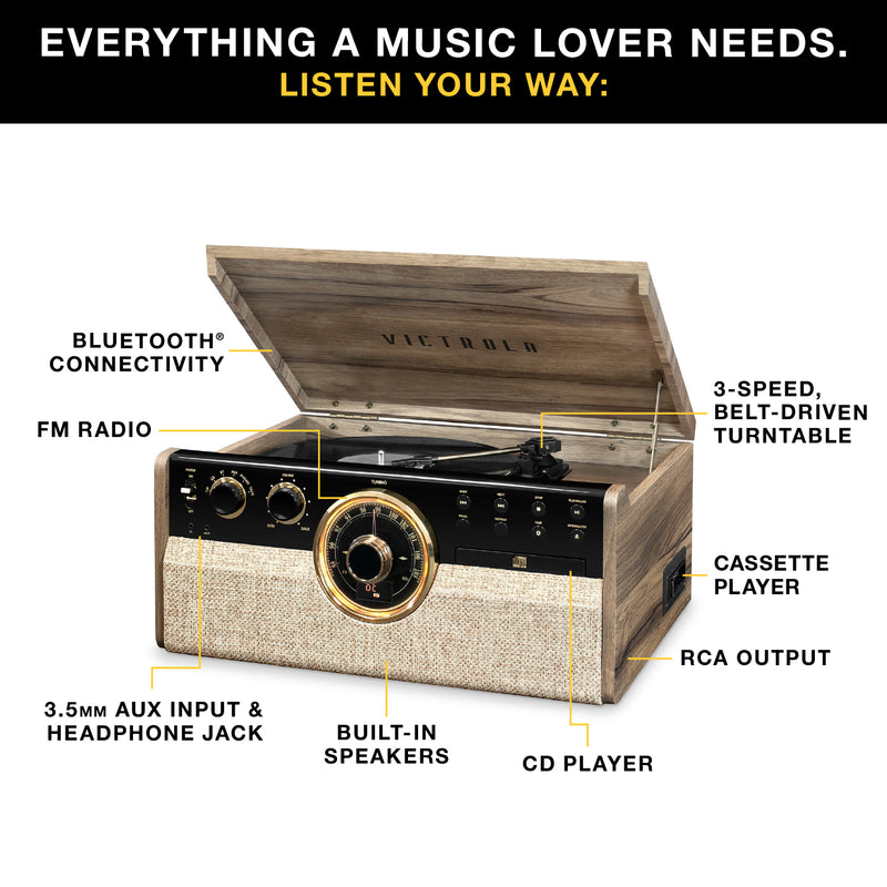 Empire 6-in-1 Wood Record Player