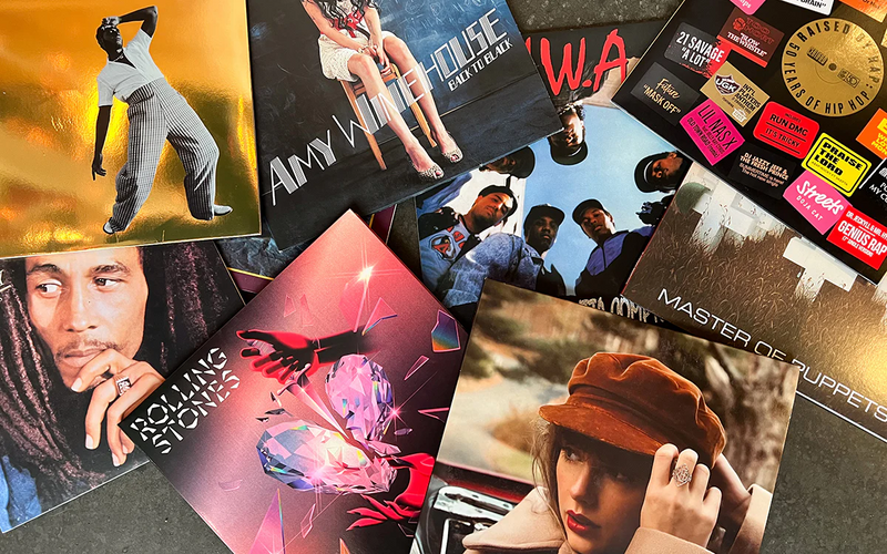 Collage of various album covers from different artists