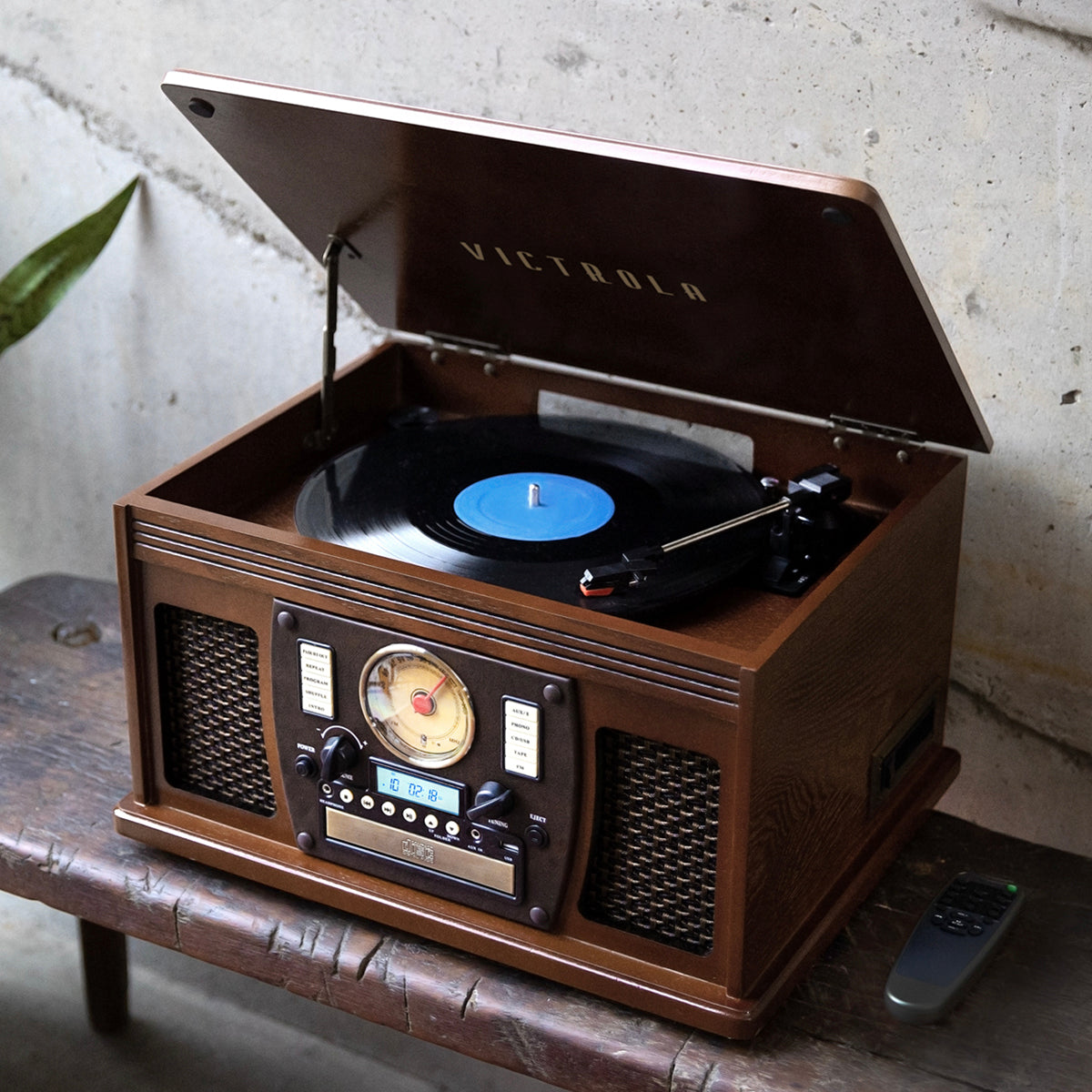 The Navigator: Wooden 8 in 1 Turntable With Bluetooth® Music